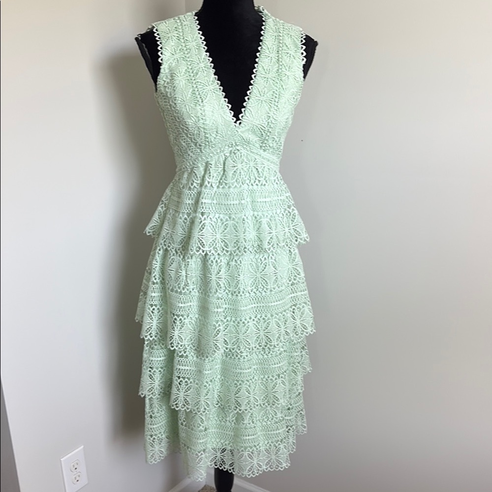 Gianni Bini Mint Green Lace Midi Dress